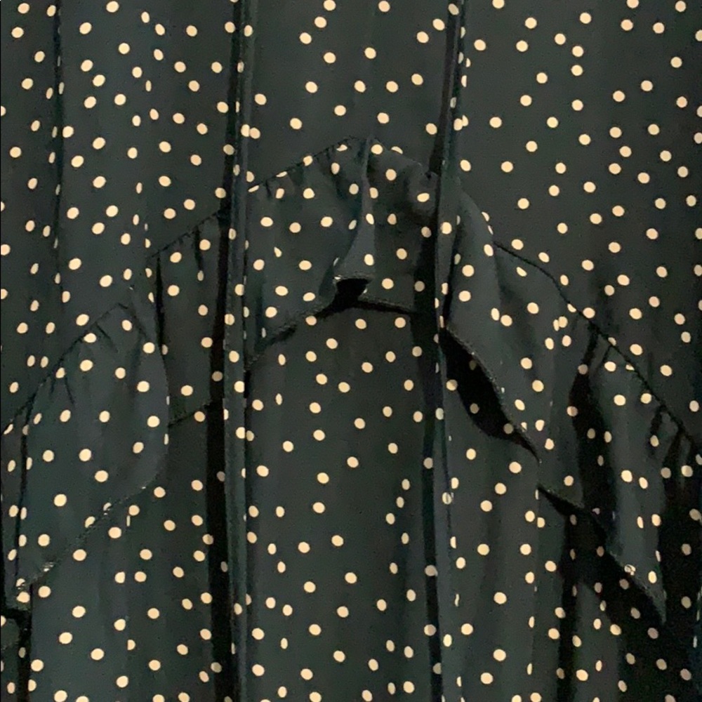 Polka dotted deep green and white dress - Picture 2 of 5